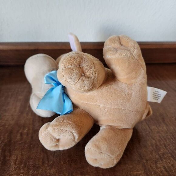 Burton & Burton boxer puppy dog plush toy tan blue ribbon 7" - Picture 5 of 5